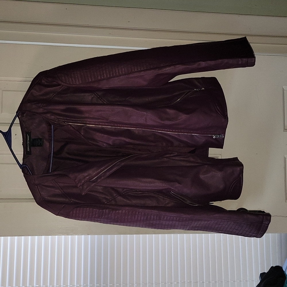 Size 14 Burgundy Faux Leather Jacket